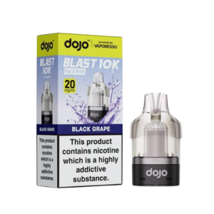 Get the Vaporesso DOJO Blast Black Grape Pods 2ml cartridge & 8ml refill pack for 10,000 puffs. Shop at e-liquidhub.eu! 🛒